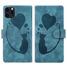 Load image into Gallery viewer, Pen Heart Cat Embossed Leather Phone Case, For iPhone 13 mini, For iPhone 12, For iPhone 12 Pro Max, For iPhone 12 Pro, For iPhone 12 mini, For iPhone 11 Pro Max, For iPhone 11, For iPhone 11 Pro