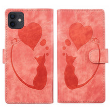 Load image into Gallery viewer, Pen Heart Cat Embossed Leather Phone Case, For iPhone 13 mini, For iPhone 12, For iPhone 12 Pro Max, For iPhone 12 Pro, For iPhone 12 mini, For iPhone 11 Pro Max, For iPhone 11, For iPhone 11 Pro