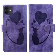 Load image into Gallery viewer, Pen Heart Cat Embossed Leather Phone Case, For iPhone 13 mini, For iPhone 12, For iPhone 12 Pro Max, For iPhone 12 Pro, For iPhone 12 mini, For iPhone 11 Pro Max, For iPhone 11, For iPhone 11 Pro
