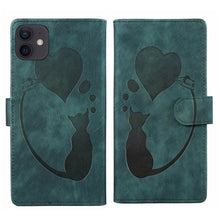 Load image into Gallery viewer, Pen Heart Cat Embossed Leather Phone Case, For iPhone 13 mini, For iPhone 12, For iPhone 12 Pro Max, For iPhone 12 Pro, For iPhone 12 mini, For iPhone 11 Pro Max, For iPhone 11, For iPhone 11 Pro