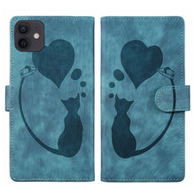 Load image into Gallery viewer, Pen Heart Cat Embossed Leather Phone Case, For iPhone 13 mini, For iPhone 12, For iPhone 12 Pro Max, For iPhone 12 Pro, For iPhone 12 mini, For iPhone 11 Pro Max, For iPhone 11, For iPhone 11 Pro