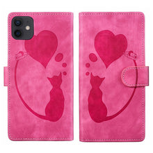 Load image into Gallery viewer, Pen Heart Cat Embossed Leather Phone Case, For iPhone 13 mini, For iPhone 12, For iPhone 12 Pro Max, For iPhone 12 Pro, For iPhone 12 mini, For iPhone 11 Pro Max, For iPhone 11, For iPhone 11 Pro