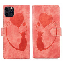 Load image into Gallery viewer, Pen Heart Cat Embossed Leather Phone Case, For iPhone 13 mini, For iPhone 12, For iPhone 12 Pro Max, For iPhone 12 Pro, For iPhone 12 mini, For iPhone 11 Pro Max, For iPhone 11, For iPhone 11 Pro