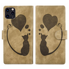 Load image into Gallery viewer, Pen Heart Cat Embossed Leather Phone Case, For iPhone 13 mini, For iPhone 12, For iPhone 12 Pro Max, For iPhone 12 Pro, For iPhone 12 mini, For iPhone 11 Pro Max, For iPhone 11, For iPhone 11 Pro