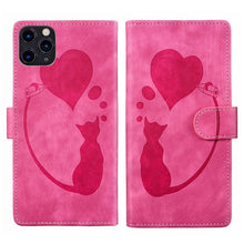 Load image into Gallery viewer, Pen Heart Cat Embossed Leather Phone Case, For iPhone 13 mini, For iPhone 12, For iPhone 12 Pro Max, For iPhone 12 Pro, For iPhone 12 mini, For iPhone 11 Pro Max, For iPhone 11, For iPhone 11 Pro