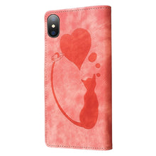 Load image into Gallery viewer, Pen Heart Cat Embossed Leather Phone Case, For iPhone X / XS, For iPhone XR, For iPhone XS Max, For iPhone 7 Plus / 8 Plus
