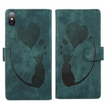 Load image into Gallery viewer, Pen Heart Cat Embossed Leather Phone Case, For iPhone X / XS, For iPhone XR, For iPhone XS Max, For iPhone 7 Plus / 8 Plus