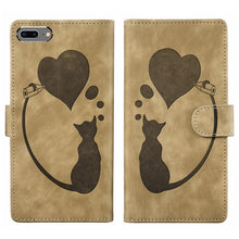 Load image into Gallery viewer, Pen Heart Cat Embossed Leather Phone Case, For iPhone X / XS, For iPhone XR, For iPhone XS Max, For iPhone 7 Plus / 8 Plus