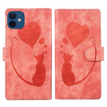 Load image into Gallery viewer, Pen Heart Cat Embossed Leather Phone Case, For iPhone 13 mini, For iPhone 12, For iPhone 12 Pro Max, For iPhone 12 Pro, For iPhone 12 mini, For iPhone 11 Pro Max, For iPhone 11, For iPhone 11 Pro