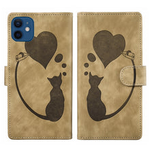 Load image into Gallery viewer, Pen Heart Cat Embossed Leather Phone Case, For iPhone 13 mini, For iPhone 12, For iPhone 12 Pro Max, For iPhone 12 Pro, For iPhone 12 mini, For iPhone 11 Pro Max, For iPhone 11, For iPhone 11 Pro