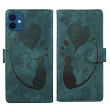 Load image into Gallery viewer, Pen Heart Cat Embossed Leather Phone Case, For iPhone 13 mini, For iPhone 12, For iPhone 12 Pro Max, For iPhone 12 Pro, For iPhone 12 mini, For iPhone 11 Pro Max, For iPhone 11, For iPhone 11 Pro