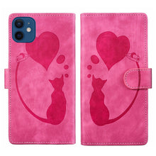 Load image into Gallery viewer, Pen Heart Cat Embossed Leather Phone Case, For iPhone 13 mini, For iPhone 12, For iPhone 12 Pro Max, For iPhone 12 Pro, For iPhone 12 mini, For iPhone 11 Pro Max, For iPhone 11, For iPhone 11 Pro