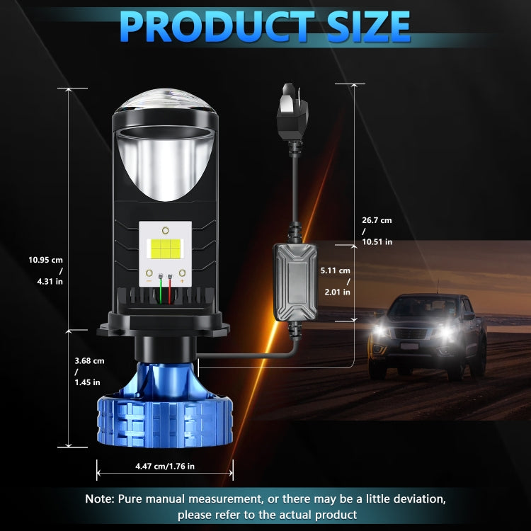 N4 1 Pair H4 Car mini Bifocal LED Lens Headlight, N4