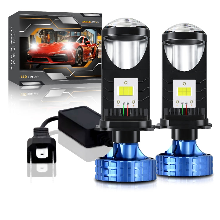 N4 1 Pair H4 Car mini Bifocal LED Lens Headlight, N4