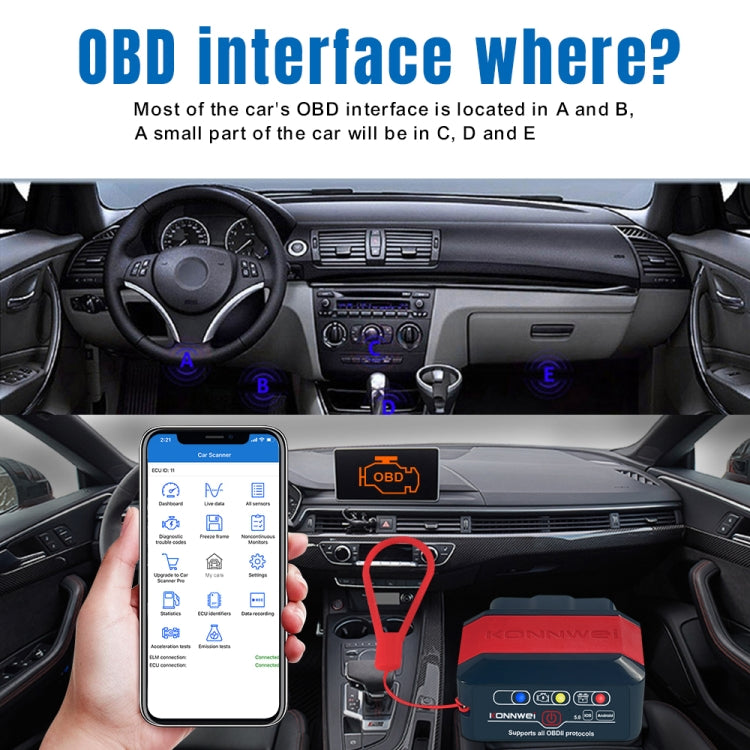 KONNWEI KW905 Bluetooth 5.0 Car OBD2 Scanner Support Android & iOS, KW905