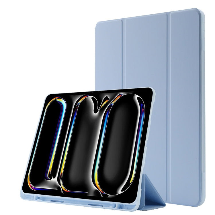 Skin Feel Tri-fold Leather Tablet Case with Pen Slot, For iPad Air 13 2026 / 2025 / 2024, For iPad Air 11 2026 / 2025 / 2024, For iPad Pro 13 2025 / 2024, For iPad Pro 11 2025 / 2024