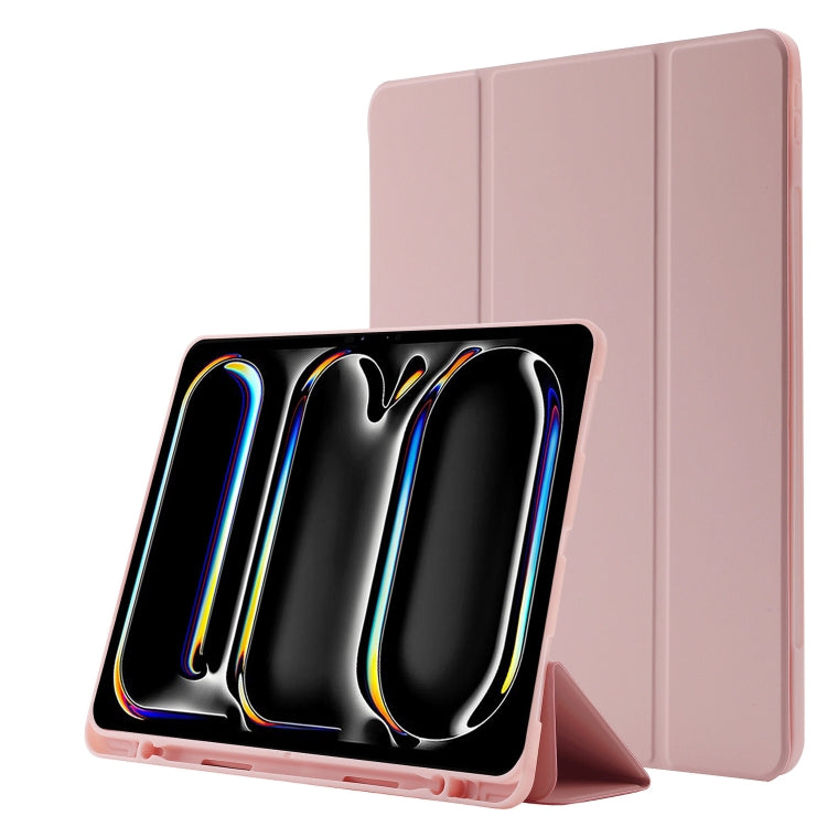 Skin Feel Tri-fold Leather Tablet Case with Pen Slot, For iPad Air 13 2026 / 2025 / 2024, For iPad Air 11 2026 / 2025 / 2024, For iPad Pro 13 2025 / 2024, For iPad Pro 11 2025 / 2024