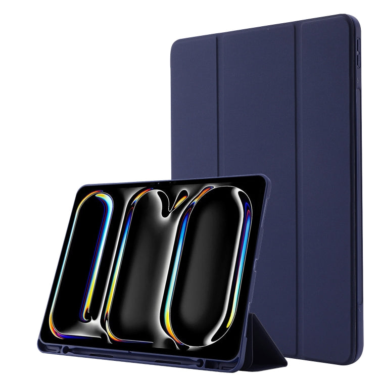 Skin Feel Tri-fold Leather Tablet Case with Pen Slot, For iPad Air 13 2026 / 2025 / 2024, For iPad Air 11 2026 / 2025 / 2024, For iPad Pro 13 2025 / 2024, For iPad Pro 11 2025 / 2024
