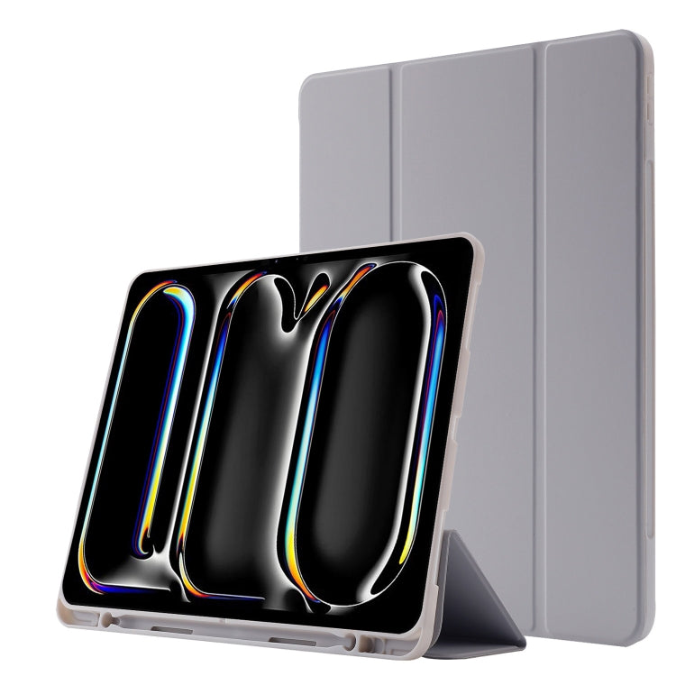 Skin Feel Tri-fold Leather Tablet Case with Pen Slot, For iPad Air 13 2026 / 2025 / 2024, For iPad Air 11 2026 / 2025 / 2024, For iPad Pro 13 2025 / 2024, For iPad Pro 11 2025 / 2024