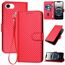 Load image into Gallery viewer, YX0070 Carbon Fiber Buckle Leather Phone Case with Lanyard, For iPhone 18 Pro / 17 Pro, For iPhone 18 Pro Max / 17 Pro Max, For iPhone 17e / 16e, For iPhone 17, For iPhone Air, For iPhone 16 Pro Max
