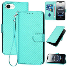 Load image into Gallery viewer, YX0070 Carbon Fiber Buckle Leather Phone Case with Lanyard, For iPhone 18 Pro / 17 Pro, For iPhone 18 Pro Max / 17 Pro Max, For iPhone 17e / 16e, For iPhone 17, For iPhone Air, For iPhone 16 Pro Max