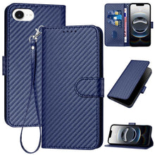 Load image into Gallery viewer, YX0070 Carbon Fiber Buckle Leather Phone Case with Lanyard, For iPhone 17e / 16e, For iPhone 17 Pro Max, For iPhone 17 Pro, For iPhone 17, For iPhone Air, For iPhone 16 Pro Max