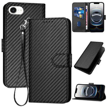 Load image into Gallery viewer, YX0070 Carbon Fiber Buckle Leather Phone Case with Lanyard, For iPhone 17e / 16e, For iPhone 17 Pro Max, For iPhone 17 Pro, For iPhone 17, For iPhone Air, For iPhone 16 Pro Max
