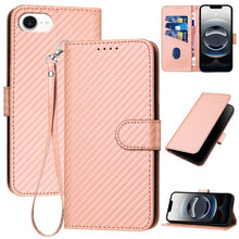 Load image into Gallery viewer, YX0070 Carbon Fiber Buckle Leather Phone Case with Lanyard, For iPhone 17e / 16e, For iPhone 17 Pro Max, For iPhone 17 Pro, For iPhone 17, For iPhone Air, For iPhone 16 Pro Max