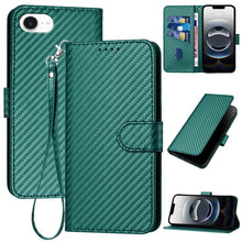 Load image into Gallery viewer, YX0070 Carbon Fiber Buckle Leather Phone Case with Lanyard, For iPhone 17e / 16e, For iPhone 17 Pro Max, For iPhone 17 Pro, For iPhone 17, For iPhone Air, For iPhone 16 Pro Max
