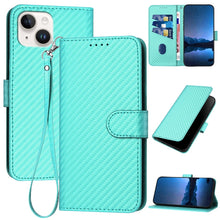 Load image into Gallery viewer, YX0070 Carbon Fiber Buckle Leather Phone Case with Lanyard, For iPhone 15, For iPhone 14 Plus, For iPhone 14, For iPhone 14 Pro, For iPhone 14 Pro Max, For iPhone SE 2022 / SE 2020 / 8 / 7