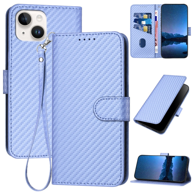 YX0070 Carbon Fiber Buckle Leather Phone Case with Lanyard, For iPhone 15, For iPhone 14 Plus, For iPhone 14, For iPhone 14 Pro, For iPhone 14 Pro Max, For iPhone SE 2022 / SE 2020 / 8 / 7