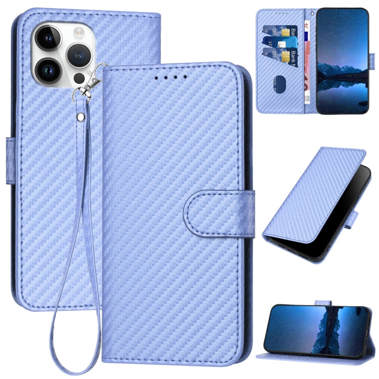 YX0070 Carbon Fiber Buckle Leather Phone Case with Lanyard, For iPhone 15, For iPhone 14 Plus, For iPhone 14, For iPhone 14 Pro, For iPhone 14 Pro Max, For iPhone SE 2022 / SE 2020 / 8 / 7