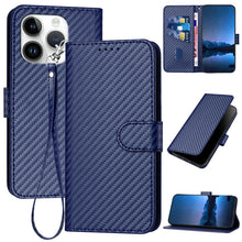 Load image into Gallery viewer, YX0070 Carbon Fiber Buckle Leather Phone Case with Lanyard, For iPhone 15, For iPhone 14 Plus, For iPhone 14, For iPhone 14 Pro, For iPhone 14 Pro Max, For iPhone SE 2022 / SE 2020 / 8 / 7