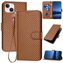 Load image into Gallery viewer, YX0070 Carbon Fiber Buckle Leather Phone Case with Lanyard, For iPhone 15, For iPhone 14 Plus, For iPhone 14, For iPhone 14 Pro, For iPhone 14 Pro Max, For iPhone SE 2022 / SE 2020 / 8 / 7