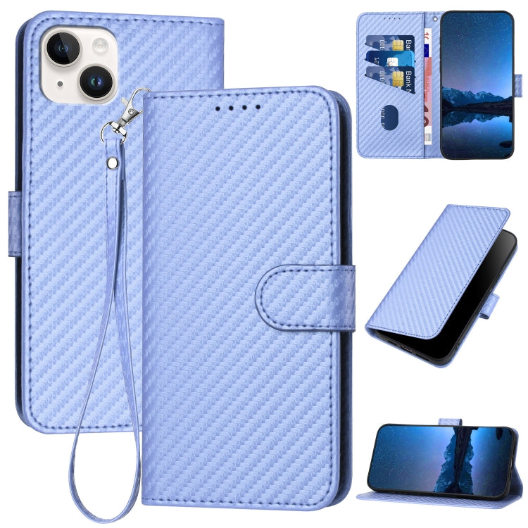 YX0070 Carbon Fiber Buckle Leather Phone Case with Lanyard, For iPhone 15, For iPhone 14 Plus, For iPhone 14, For iPhone 14 Pro, For iPhone 14 Pro Max, For iPhone SE 2022 / SE 2020 / 8 / 7