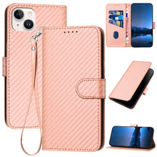 Load image into Gallery viewer, YX0070 Carbon Fiber Buckle Leather Phone Case with Lanyard, For iPhone 15, For iPhone 14 Plus, For iPhone 14, For iPhone 14 Pro, For iPhone 14 Pro Max, For iPhone SE 2022 / SE 2020 / 8 / 7