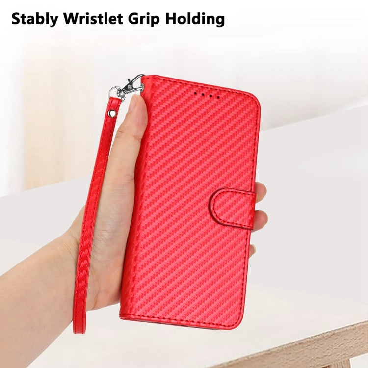 YX0070 Carbon Fiber Buckle Leather Phone Case with Lanyard, For iPhone 12 mini, For iPhone 11 Pro Max, For iPhone 11, For iPhone 11 Pro, For iPhone X / XS, For iPhone XR