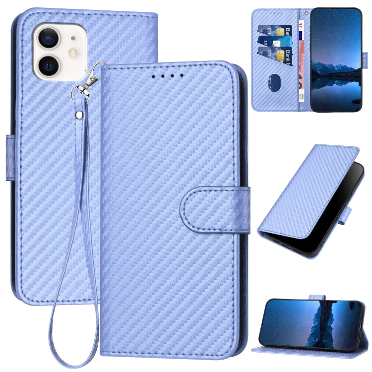 YX0070 Carbon Fiber Buckle Leather Phone Case with Lanyard, For iPhone 12 mini, For iPhone 11 Pro Max, For iPhone 11, For iPhone 11 Pro, For iPhone X / XS, For iPhone XR