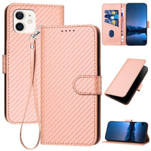 Load image into Gallery viewer, YX0070 Carbon Fiber Buckle Leather Phone Case with Lanyard, For iPhone 12 mini, For iPhone 11 Pro Max, For iPhone 11, For iPhone 11 Pro, For iPhone X / XS, For iPhone XR