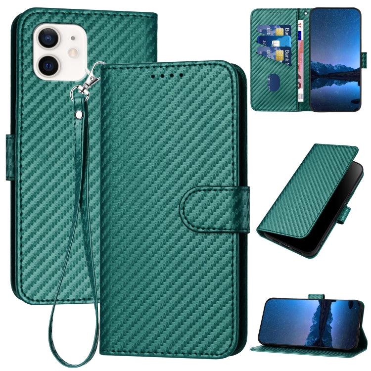 YX0070 Carbon Fiber Buckle Leather Phone Case with Lanyard, For iPhone 12 mini, For iPhone 11 Pro Max, For iPhone 11, For iPhone 11 Pro, For iPhone X / XS, For iPhone XR