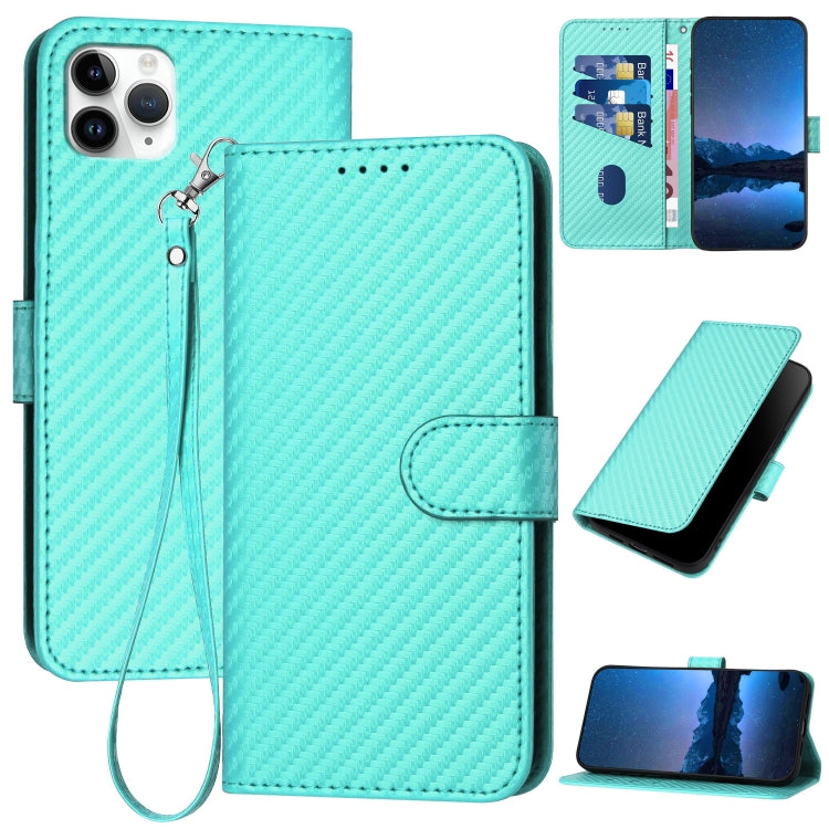 YX0070 Carbon Fiber Buckle Leather Phone Case with Lanyard, For iPhone 12 mini, For iPhone 11 Pro Max, For iPhone 11, For iPhone 11 Pro, For iPhone X / XS, For iPhone XR