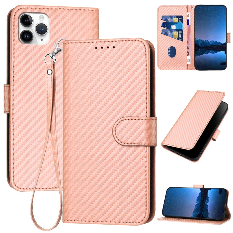 YX0070 Carbon Fiber Buckle Leather Phone Case with Lanyard, For iPhone 12 mini, For iPhone 11 Pro Max, For iPhone 11, For iPhone 11 Pro, For iPhone X / XS, For iPhone XR