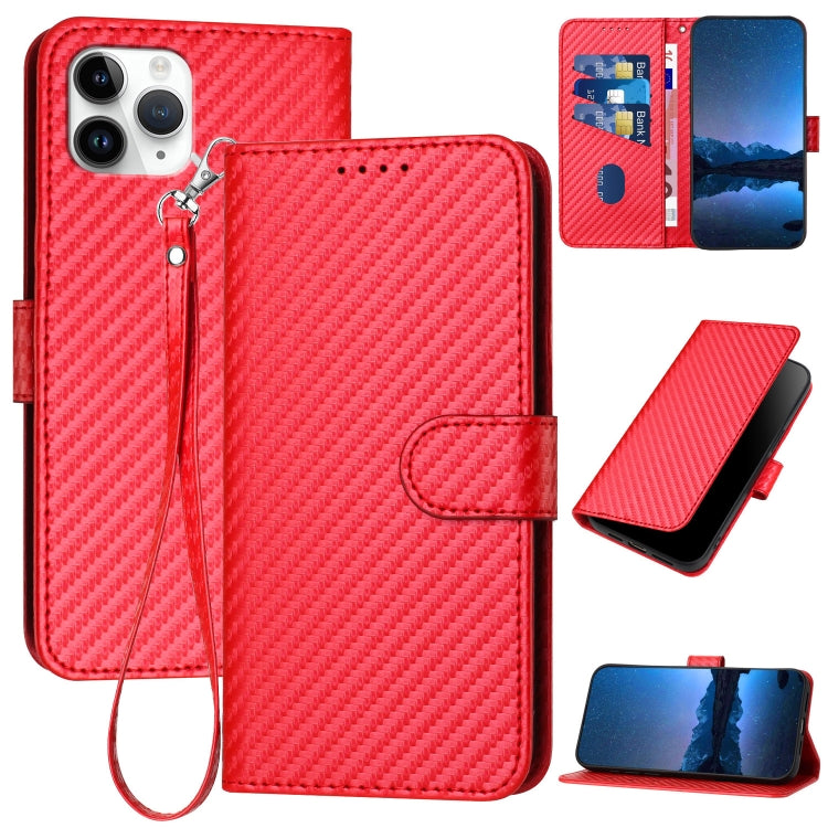 YX0070 Carbon Fiber Buckle Leather Phone Case with Lanyard, For iPhone 12 mini, For iPhone 11 Pro Max, For iPhone 11, For iPhone 11 Pro, For iPhone X / XS, For iPhone XR