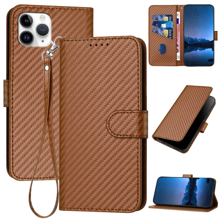YX0070 Carbon Fiber Buckle Leather Phone Case with Lanyard, For iPhone 12 mini, For iPhone 11 Pro Max, For iPhone 11, For iPhone 11 Pro, For iPhone X / XS, For iPhone XR