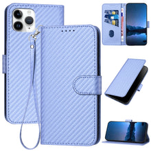 Load image into Gallery viewer, YX0070 Carbon Fiber Buckle Leather Phone Case with Lanyard, For iPhone 12 mini, For iPhone 11 Pro Max, For iPhone 11, For iPhone 11 Pro, For iPhone X / XS, For iPhone XR
