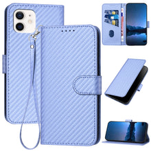 Load image into Gallery viewer, YX0070 Carbon Fiber Buckle Leather Phone Case with Lanyard, For iPhone 12 mini, For iPhone 11 Pro Max, For iPhone 11, For iPhone 11 Pro, For iPhone X / XS, For iPhone XR