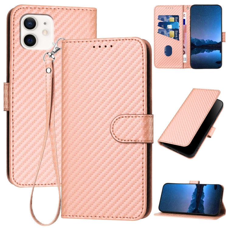 YX0070 Carbon Fiber Buckle Leather Phone Case with Lanyard, For iPhone 12 mini, For iPhone 11 Pro Max, For iPhone 11, For iPhone 11 Pro, For iPhone X / XS, For iPhone XR