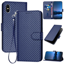 Load image into Gallery viewer, YX0070 Carbon Fiber Buckle Leather Phone Case with Lanyard, For iPhone 12 mini, For iPhone 11 Pro Max, For iPhone 11, For iPhone 11 Pro, For iPhone X / XS, For iPhone XR