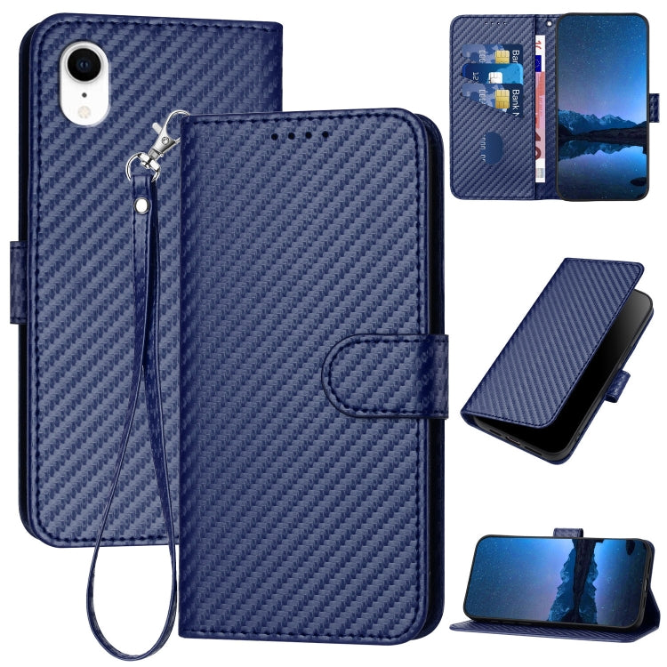 YX0070 Carbon Fiber Buckle Leather Phone Case with Lanyard, For iPhone 12 mini, For iPhone 11 Pro Max, For iPhone 11, For iPhone 11 Pro, For iPhone X / XS, For iPhone XR