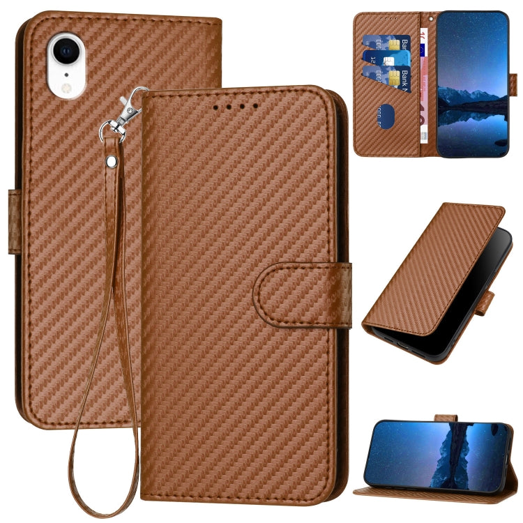 YX0070 Carbon Fiber Buckle Leather Phone Case with Lanyard, For iPhone 12 mini, For iPhone 11 Pro Max, For iPhone 11, For iPhone 11 Pro, For iPhone X / XS, For iPhone XR